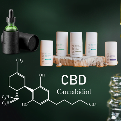 Imagem com diversos produtos legais a base de cbd